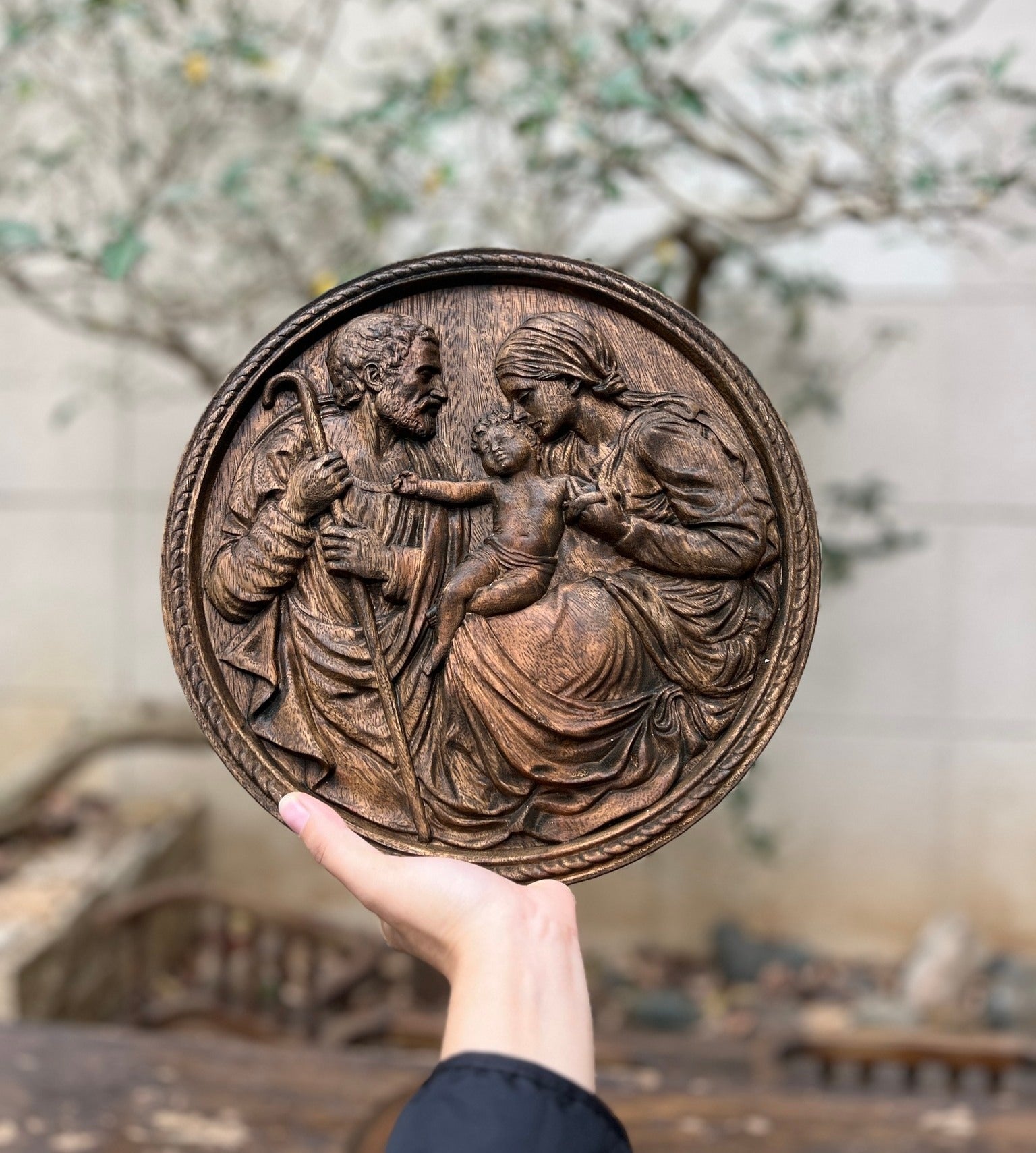 Holy Family Wooden Plaque, Nativity Scene Wall Art, Christmas Christian Decor, Mary Joseph and Baby Jesus Relief, Faith Gift